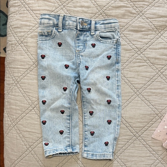 Disney Light Wash Kids Jeans with Mickey Pattern - Picture 1 of 3